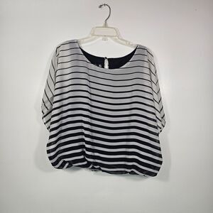 Iz Byer Black and White Striped Blouse